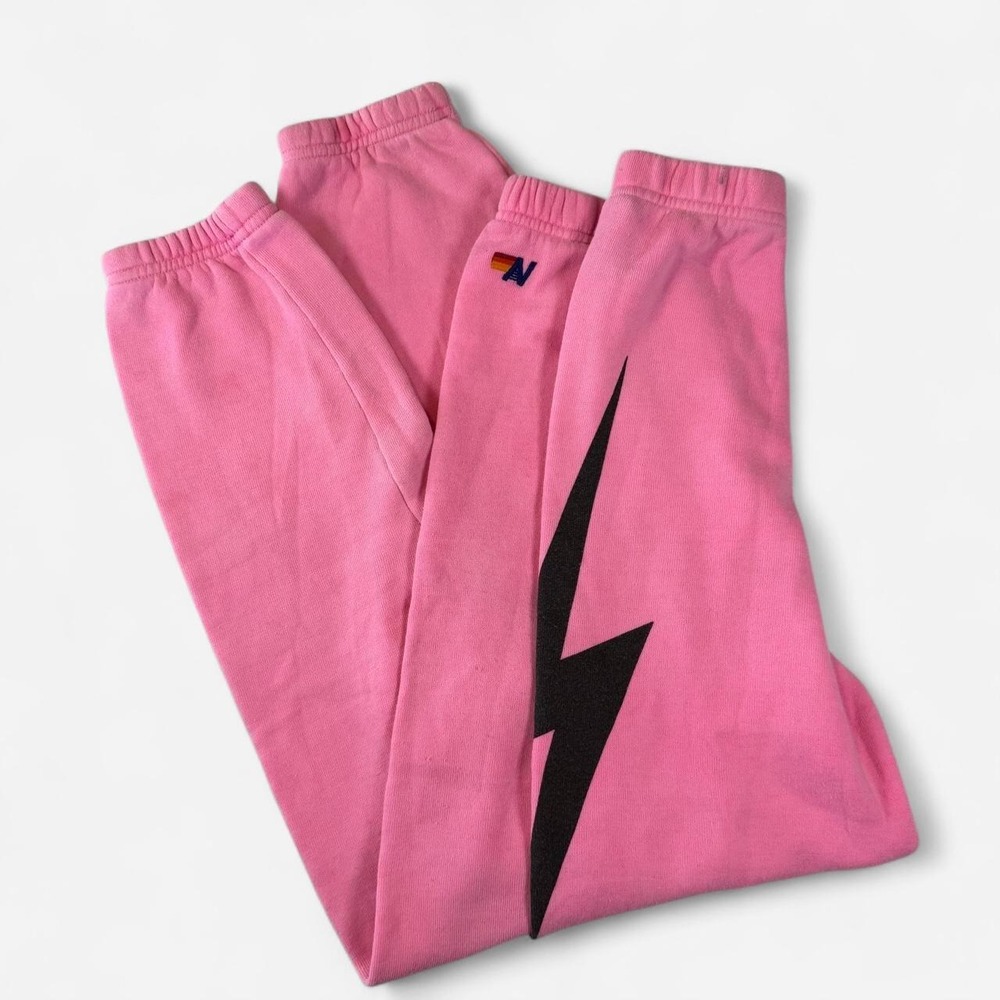 Aviator Nation Pink Single Bolt Sweatpants Kids Youth 14 Joggers Loungewear